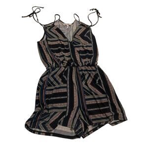 BCBGeneration Geometric Romper Womens Size Medium Blue Black Strappy Artsy
